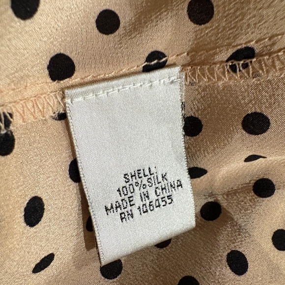 Polk Dot Nude/Black long sleeve silk blouse NWT - Picture 7 of 13